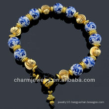 Vintage Style Hand Crafted Porcelain Beaded Flower Ceramic Bracelet Vners BC-006